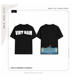 Áo thun Việt Nam màu đen in Dinh Độc Lập thiết kế unisex