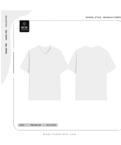 Áo Phông Trắng Cổ Tim Nam Nữ 100% Cotton Form Regular Basic Cao Cấp
