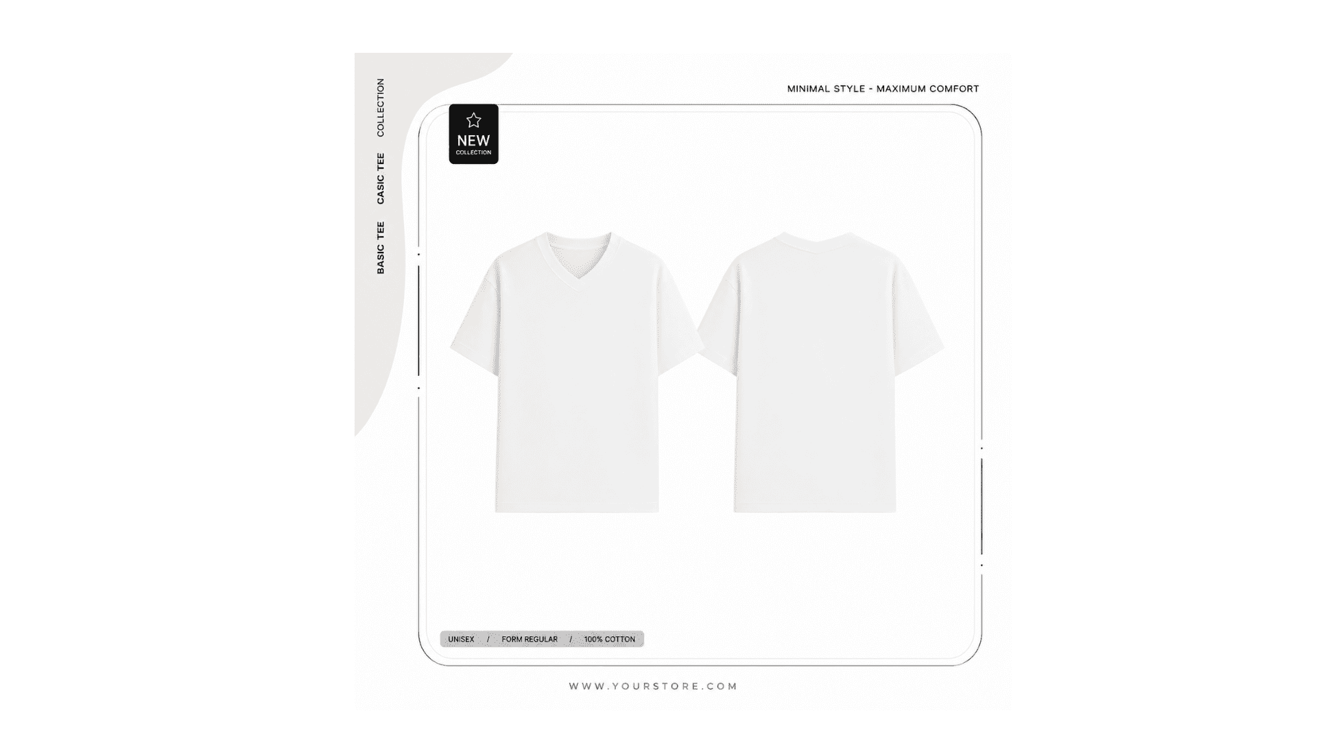 Áo Phông Trắng Cổ Tim Nam Nữ 100% Cotton Form Regular Basic Cao Cấp