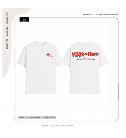 Áo thun in hình nón Việt Nam basic màu trắng form unisex
