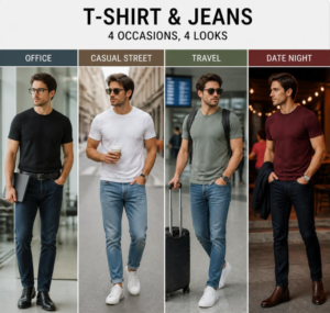 Áo phông phối jean theo từng dịp